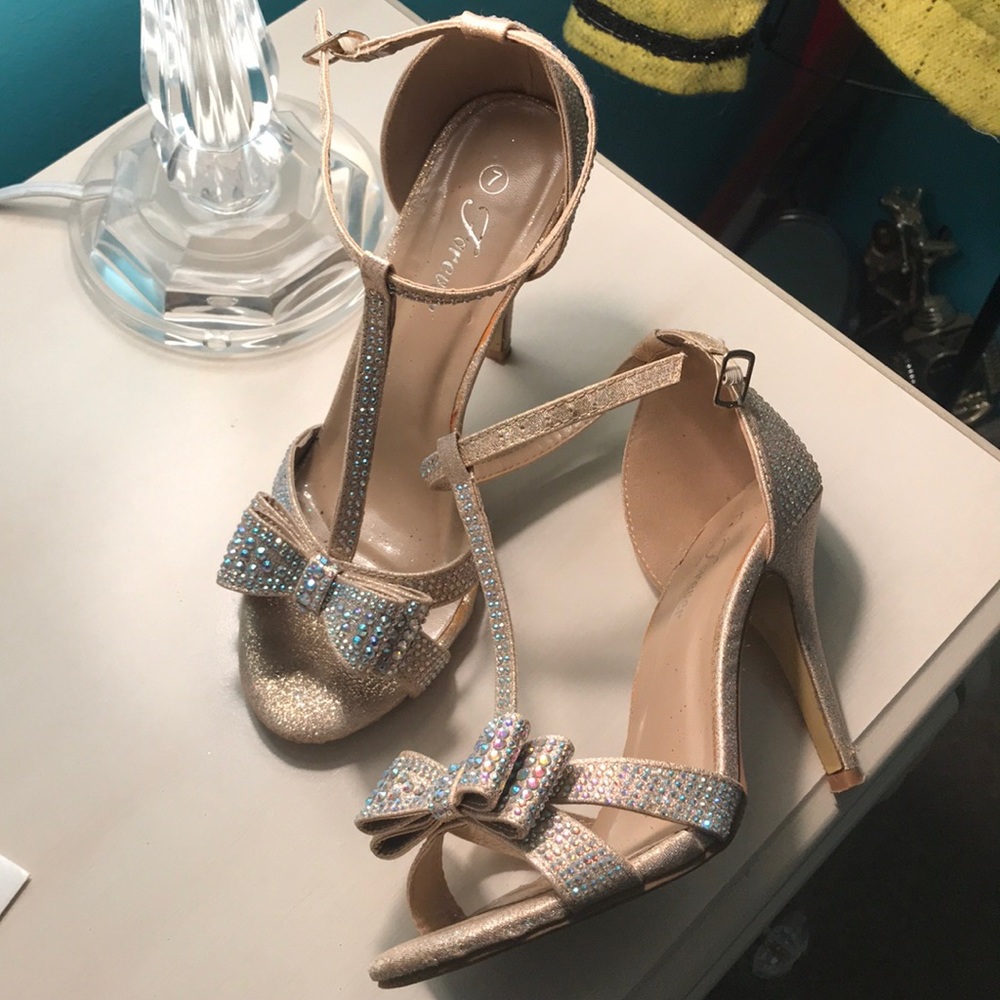 Rose gold Iridescent rhinestone heels